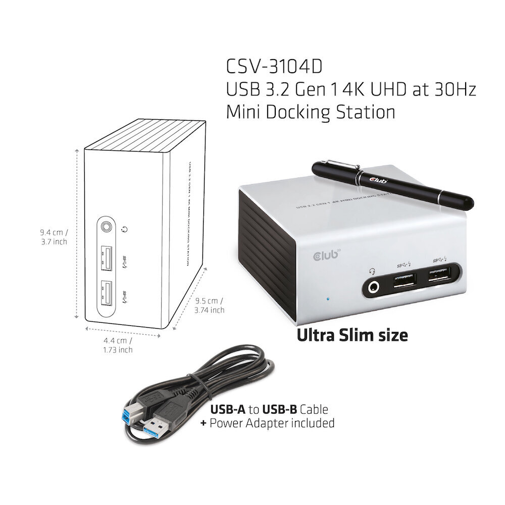 Club 3D Dock USB3.0 Dual GFX 4k Mini kaina ir informacija | Vaizdo plokštės (GPU) | pigu.lt