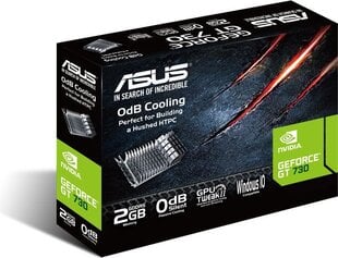 Asus GeForce GT 730 2 ГБ GDDR5 (64 бит) D-Sub, HDMI, DVI (GT730-SL-2GD5-BRK) цена и информация | Видеокарты (GPU) | pigu.lt