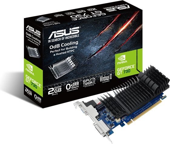 Asus GeForce GT 730 2GB GDDR5 (64 bit) D-Sub, HDMI, DVI (GT730-SL-2GD5-BRK) kaina ir informacija | Vaizdo plokštės (GPU) | pigu.lt