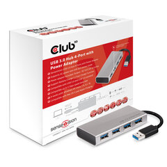Club 3D USB 3.0 hub 4-port with power adapter цена и информация | Адаптеры, USB-разветвители | pigu.lt