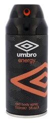 Дезодорант UMBRO Energy для мужчин, 150 мл цена и информация | Мужская парфюмированная косметика | pigu.lt