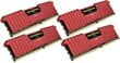 Corsair DDR4 Vengeance LPX 32GB /2666 (4x8GB) RED CL16 (CMK32GX4M4A2666C16R) kaina ir informacija | Operatyvioji atmintis (RAM) | pigu.lt