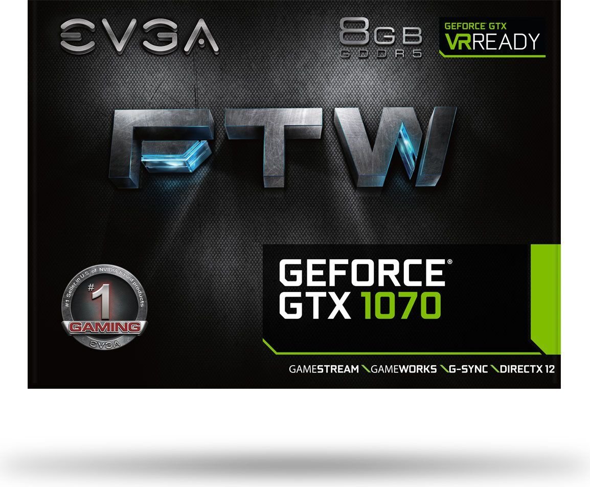 EVGA GeForce GTX 1070 FTW Gaming ACX 3.0 8GB GDDR5 (256 Bit) HDMI, DVI, 3x DP (08G-P4-6276-KR) kaina ir informacija | Vaizdo plokštės (GPU) | pigu.lt