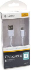 Platinet кабель USB - USB-C 1м, белыйй цена и информация | Кабели для телефонов | pigu.lt