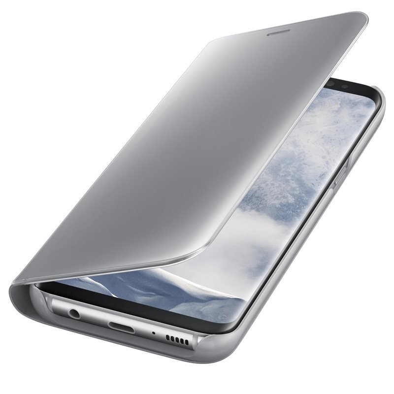 Atverčiamas dėklas-stovas Samsung EF-ZG950CSEGWW Clear View skirtas Samsung Galaxy S8 G950, sidabrinis kaina ir informacija | Telefono dėklai | pigu.lt