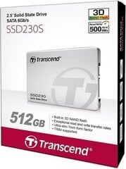 Transcend 230S 512GB SATA3 (TS512GSSD230S) kaina ir informacija | Vidiniai kietieji diskai (HDD, SSD, Hybrid) | pigu.lt