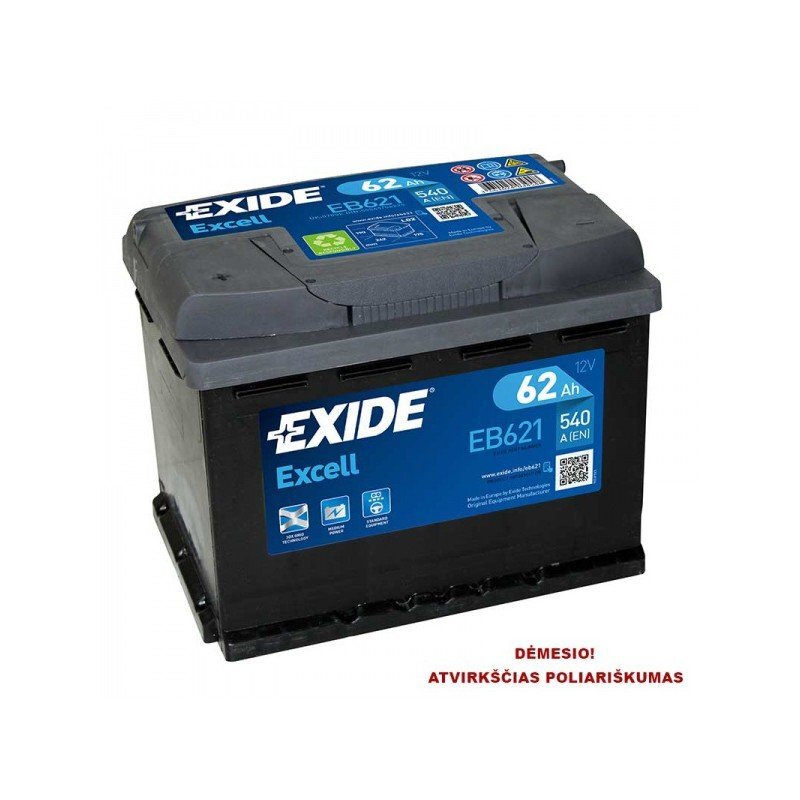 Akumuliatorius EXIDE Excell EB621 62Ah 540A kaina ir informacija | Akumuliatoriai | pigu.lt