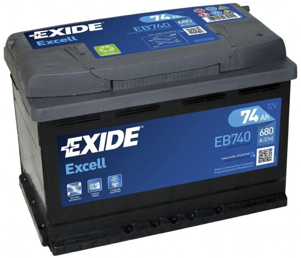 Akumuliatorius Exide Excell EB740 74Ah 680A kaina ir informacija | Akumuliatoriai | pigu.lt