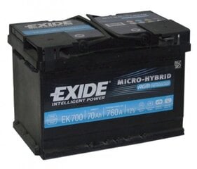 Аккумулятор EXIDE AGM Micro-Hybrid EK700 70Ah 760A AGM цена и информация | Аккумуляторы | pigu.lt