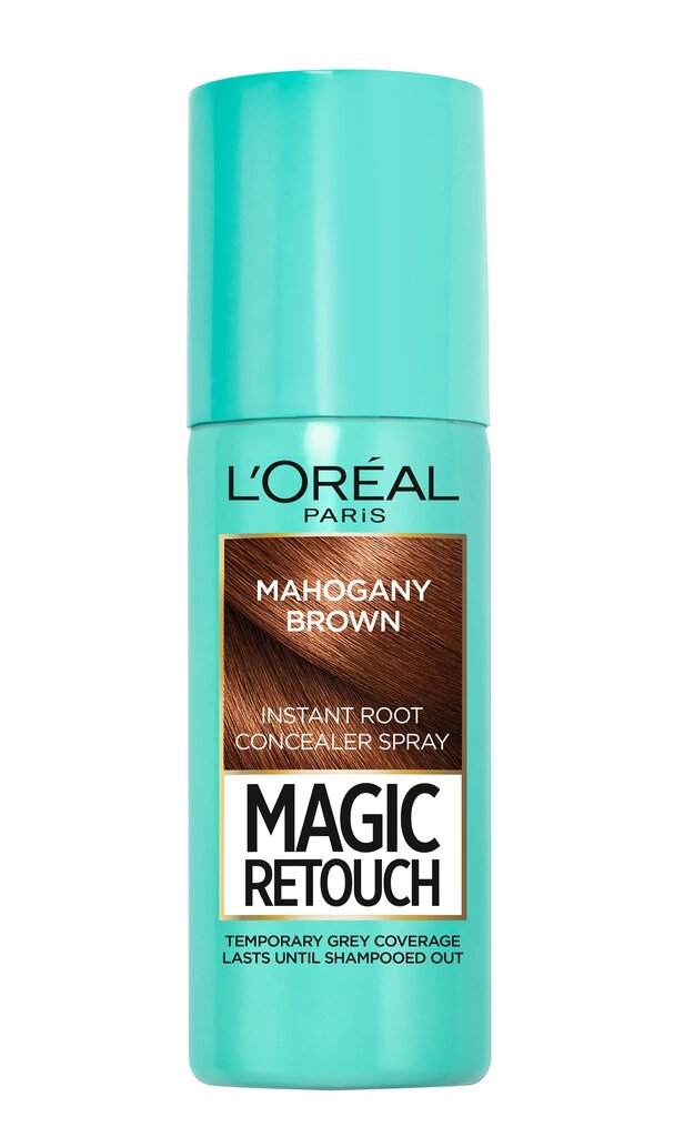 Ataugusias plaukų šaknis paslepiantis purškiklis L'Oreal Paris Magic Retouch Mahogany Brown 75 ml kaina ir informacija | Plaukų dažai | pigu.lt