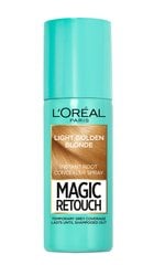 Ataugusias šaknis paslepiantis purškiklis L'Oreal Paris Magic Retouch Light Golden Blonde 75 ml kaina ir informacija | Plaukų dažai | pigu.lt