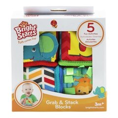 Minkšti kubeliai Bright Starts Grab & Stack Blocks™, 52160, 3 mėn+ kaina ir informacija | Žaislai kūdikiams | pigu.lt