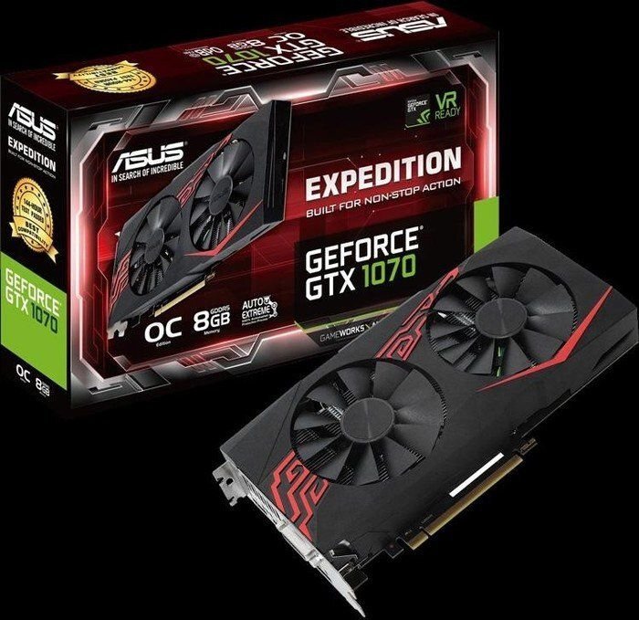 Asus Geforce GTX 1070 8GB GDDR5 (256 Bit) DVI-D, 2xHDMI, 2xDP, BOX (EX-GTX1070-O8G) kaina ir informacija | Vaizdo plokštės (GPU) | pigu.lt