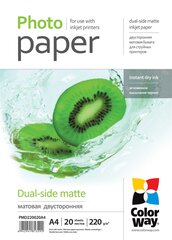 ColorWay Matte Dual-Side Photo Paper, 20 sheets, A4, 220 g цена и информация | Тетради и бумажные товары | pigu.lt