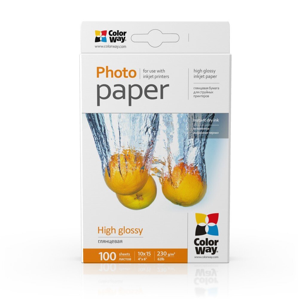 Biuro popierius ColorWay 10x15 230 g/m 100 lapų kaina ir informacija | Sąsiuviniai ir popieriaus prekės | pigu.lt