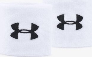 Riešo raiščiai Under Armour Performance Wristbands 1276991 100, balti kaina ir informacija | Lauko teniso prekės | pigu.lt