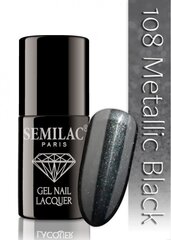 Hibridinis nagų lakas Semilac 108 Metallic Black, 7 ml цена и информация | Лаки, укрепители для ногтей | pigu.lt