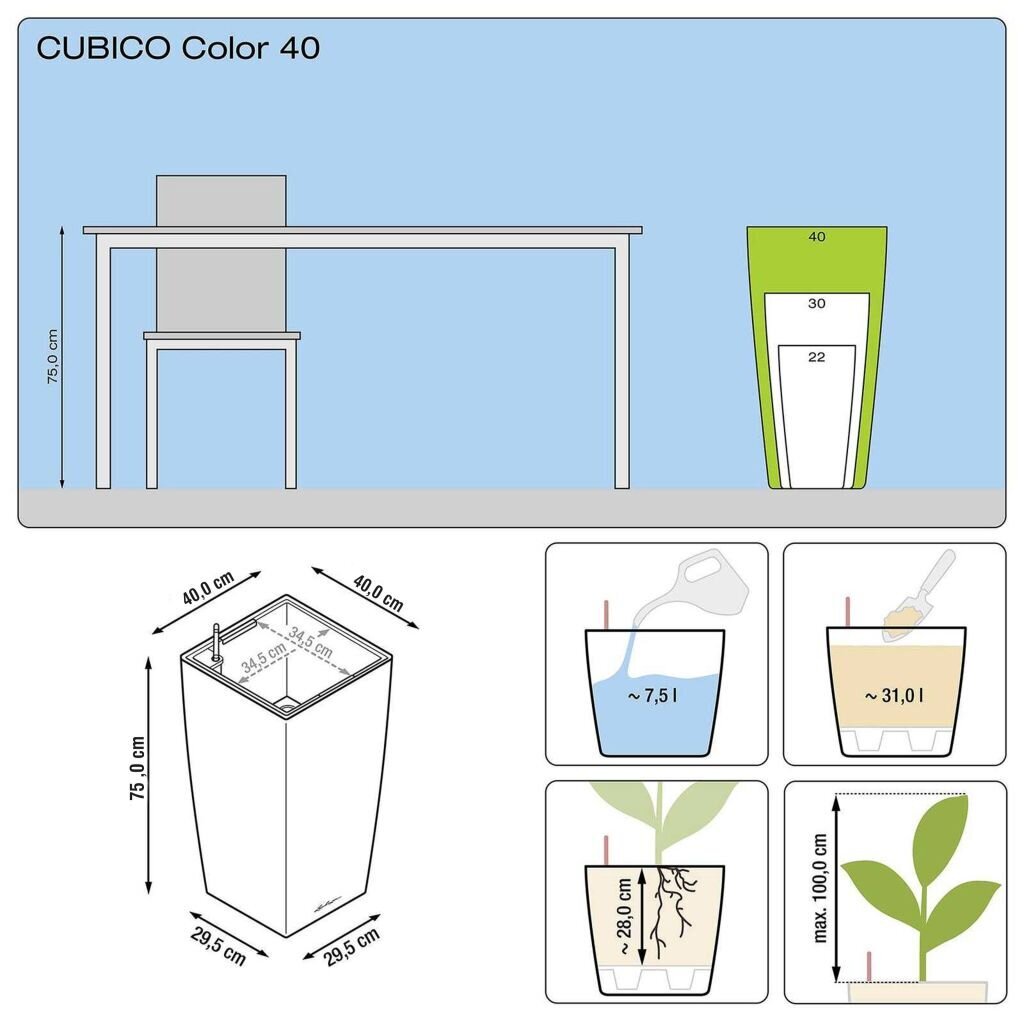 Vazonas Lechuza Cubico color 40, šviesiai rudas цена и информация | Vazonai | pigu.lt