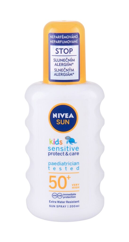 Purškiamas apsauginis losjonas vaikams Nivea Sun Kids Protect & Sensitive SPF50+ 200 ml цена и информация | Kosmetika vaikams ir mamoms | pigu.lt