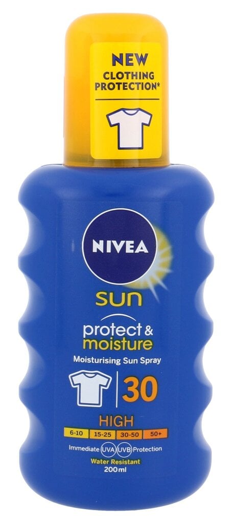 Apsauginis purškiklis nuo saulės Nivea Sun Protect & Moisture Sun SPF30 200 ml kaina ir informacija | Kremai nuo saulės | pigu.lt