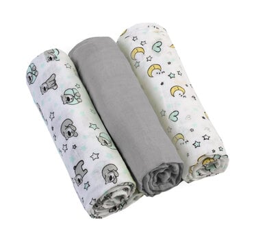 Хлопковые пеленки BabyOno 348/01, 3 шт., серые цена и информация | Пеленальные доски и пеленки | pigu.lt