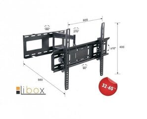 Libox Londyn LB-400 32-65' цена и информация | Кронштейны и крепления для телевизоров | pigu.lt