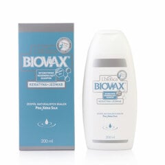 Intensyvaus poveikio atkuriamasis šampūnas su keratinu ir šilku Biovax, 200 ml kaina ir informacija | Šampūnai | pigu.lt