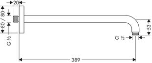 Hansgrohe dušo galvos laikiklis 39 cm 27446000 kaina ir informacija | Maišytuvų ir dušų priedai | pigu.lt