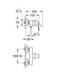 Grohe Eurosmart Cosmopolitan dušo maišytuvas, chromo 32837000 kaina ir informacija | Vandens maišytuvai | pigu.lt