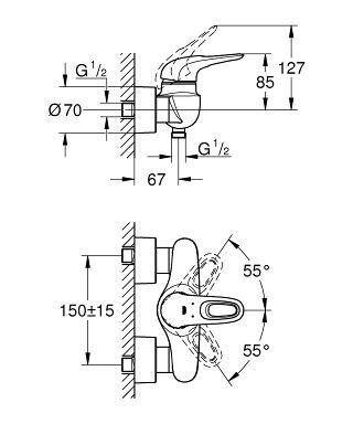 Grohe Eurostyle dušo maišytuvas, baltas 33590LS3 kaina ir informacija | Vandens maišytuvai | pigu.lt