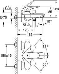 Grohe Eurostyle New смеситель для ванной комнаты хромированный, 33591003 цена и информация | Смесители | pigu.lt