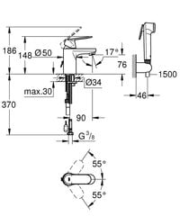 Смеситель биде  Grohe Eurosmart Cosmo, хромовый, 23125000 цена и информация | Смесители | pigu.lt