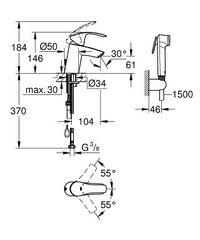 Grohe Eurosmart New смеситель для умывальника с биде-душем 23124002, размер S цена и информация | Смесители | pigu.lt