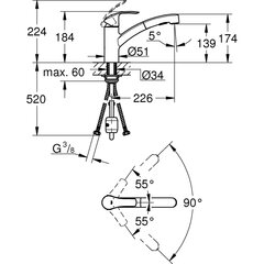 Grohe Eurosmart кухонный смеситель с выдвижным душем, цвет стали цена и информация | Кухонные смесители  | pigu.lt