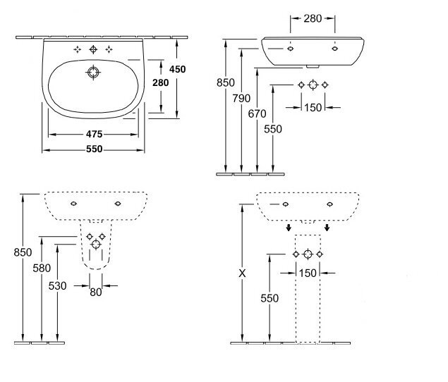 Praustuvas Villeroy & Bosch O.Novo, 550x450mm цена и информация | Praustuvai | pigu.lt