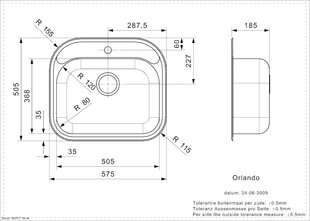 Nerūdijančio plieno virtuvinė plautuvė Reginox Orlando, 57.5x50.5 cm kaina ir informacija | Virtuvinės plautuvės | pigu.lt