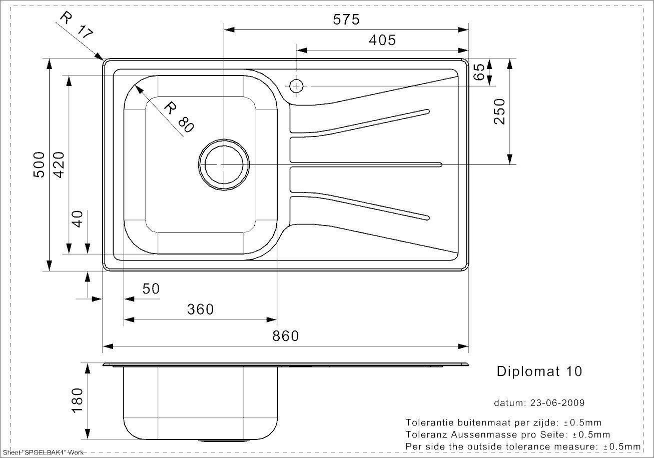 Nerūdijančio plieno virtuvinė plautuvė Reginox Diplomat 10 LUX (R), 86x50 cm kaina ir informacija | Virtuvinės plautuvės | pigu.lt