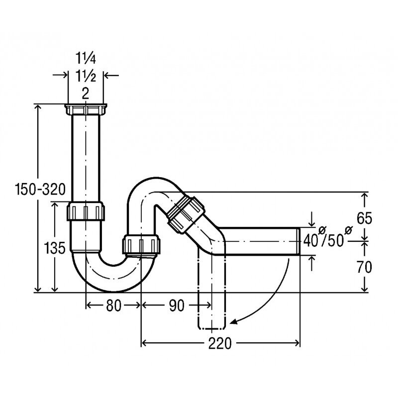 Sifonas Viega 102 821, 1,1/2x50 mm цена и информация | Sifonai | pigu.lt