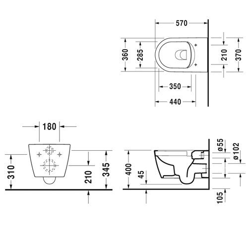 Pakabinamas klozetas Duravit ME by Starck Rimless su lėtaeigiu dangčiu, 45290900A1 kaina ir informacija | Klozetai | pigu.lt