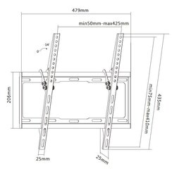 Deltaco ARM-521, Vesa 75x75-400x400, 32"-55" (81-140 см)) цена и информация | Кронштейны и крепления для телевизоров | pigu.lt