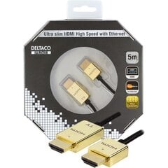 DELTACO HDMI kabelis 5.0 m ļoti plāns kaina ir informacija | Kabeliai ir laidai | pigu.lt