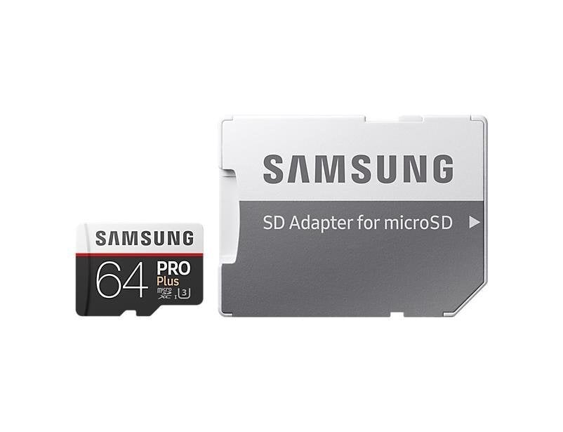 Atminties kortelė Samsung PRO+ microSDXC 64GB UHS-I U3 [įrašymo 90MB/s skaitymo 100MB/s] цена и информация | Atminties kortelės telefonams | pigu.lt