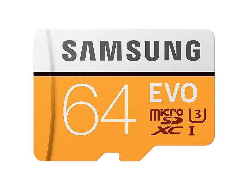 Samsung EVO microSDXC 64GB UHS-I U3 (60MB/s/100MB/s) kaina ir informacija | Atminties kortelės telefonams | pigu.lt