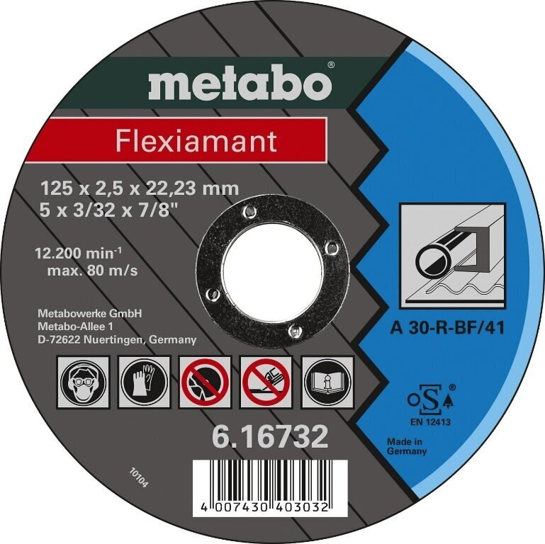 Diskas metalo pjovimui 125x2,5x22 mm, A30R kaina ir informacija | Mechaniniai įrankiai | pigu.lt