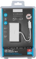 Vivanco адаптер USB-C - VGA 3в1, белый (34294) цена и информация | Адаптеры, USB-разветвители | pigu.lt