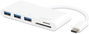 Адаптер Vivanco USB-хаб USB-C + кард-ридер, белый, 34295 цена и информация | Адаптеры, USB-разветвители | pigu.lt