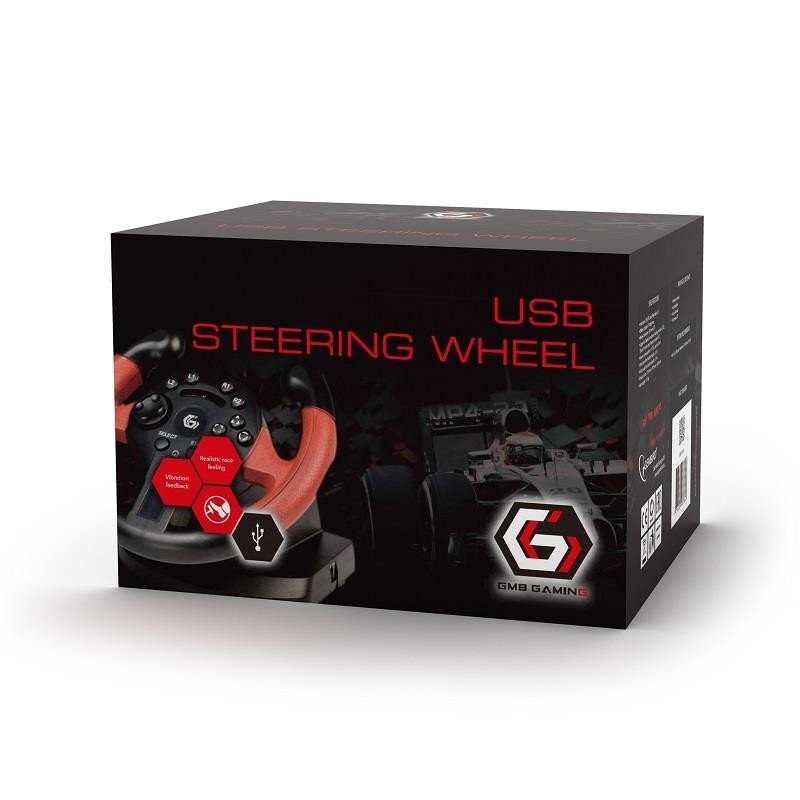 Gembird USB vibrating racing wheel (PC/PS3) цена и информация | Žaidimų kompiuterių priedai | pigu.lt