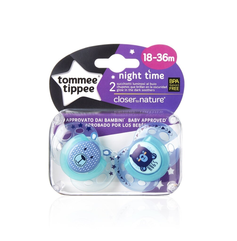 Tamsoje šviečiantis silikoninis čiulptukas Tommee Tippee Night Style, 18-36 mėn., 43341355 kaina ir informacija | Čiulptukai | pigu.lt