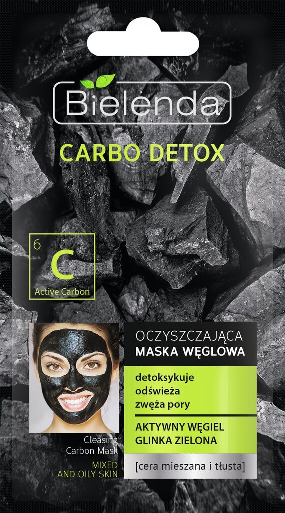 Valanti veido kaukė su aktyviąja anglimi mišriai odai Bielenda Carbo Detox 8 ml цена и информация | Veido kaukės, paakių kaukės | pigu.lt