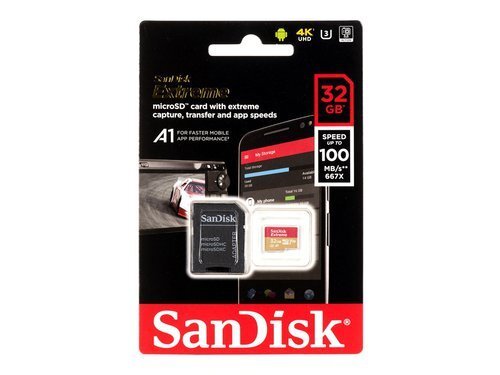 Atminties kortelė SanDisk Extreme microSDHC 32GB 100/60 MB/s V30 A1 U3 4K цена и информация | Atminties kortelės telefonams | pigu.lt